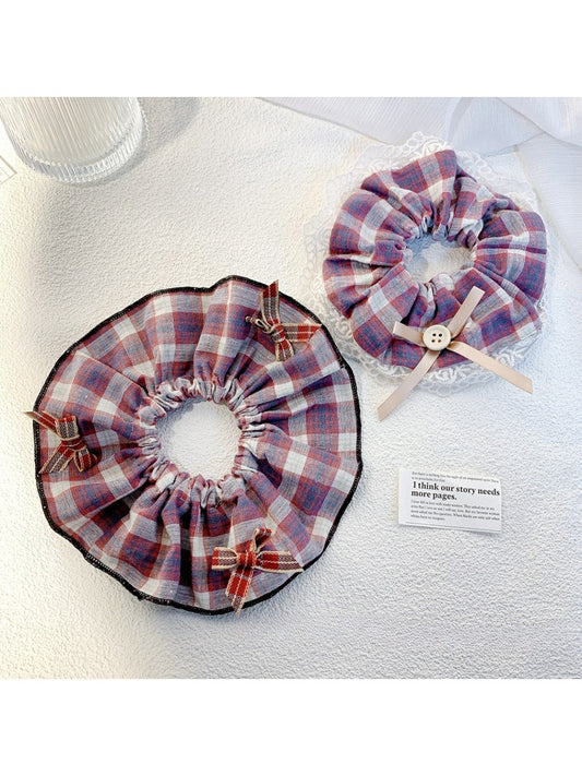 Gifty - Vintage Bow Checkered Scrunchie