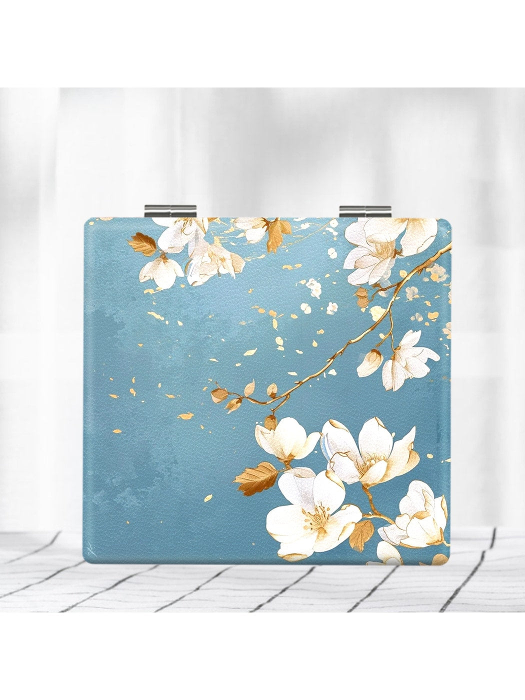 Mirroray - Floral Print Foldable Glass Compact Mirror