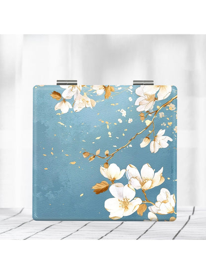 Mirroray - Floral Print Foldable Glass Compact Mirror