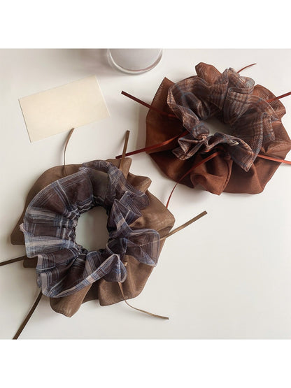 Gifty - Dark-Toned Plaid Pattern Scrunchie