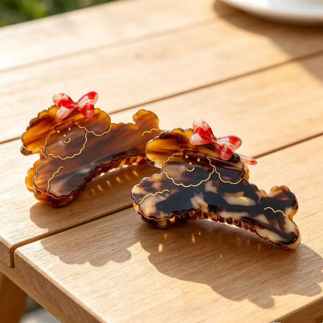 Beau - Bow Dog Design Scalloped Claw Clip