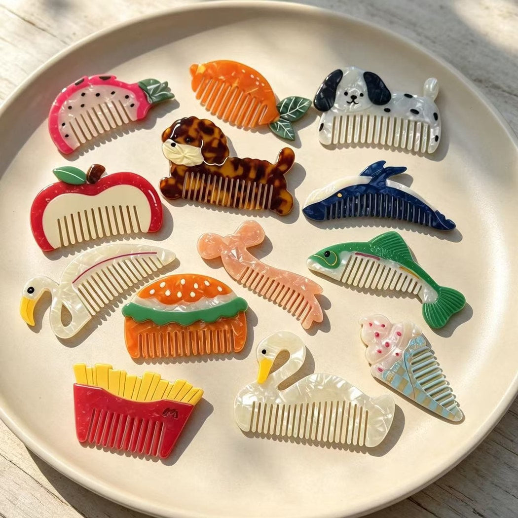 Camerow - Cute Acetate Animal and Food Hair Comb