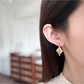 Earedge - Textured Geometric Drop Style Stud Earrings