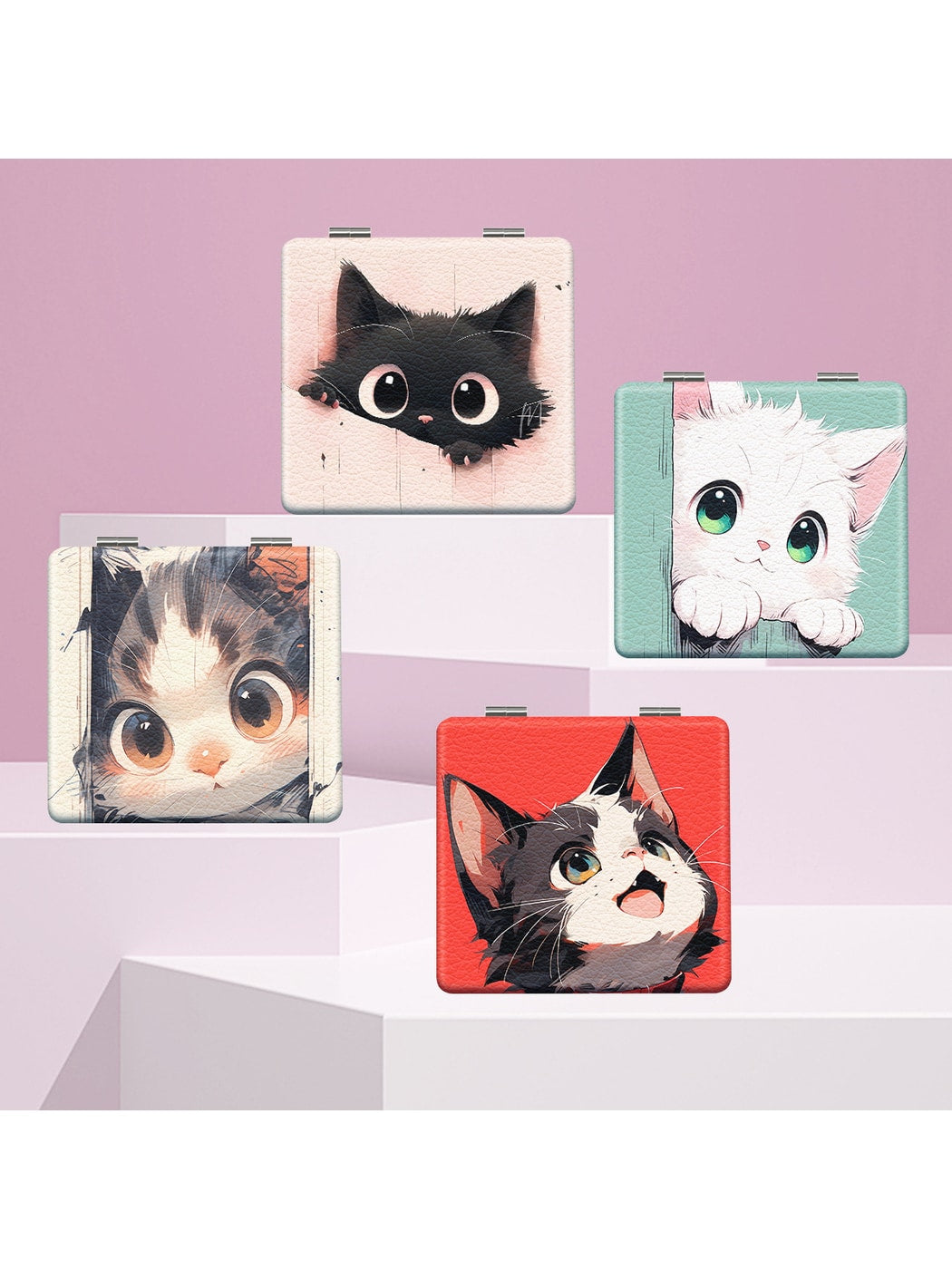 Mirroray - Cute Cat Pattern Folding Compact Mirror