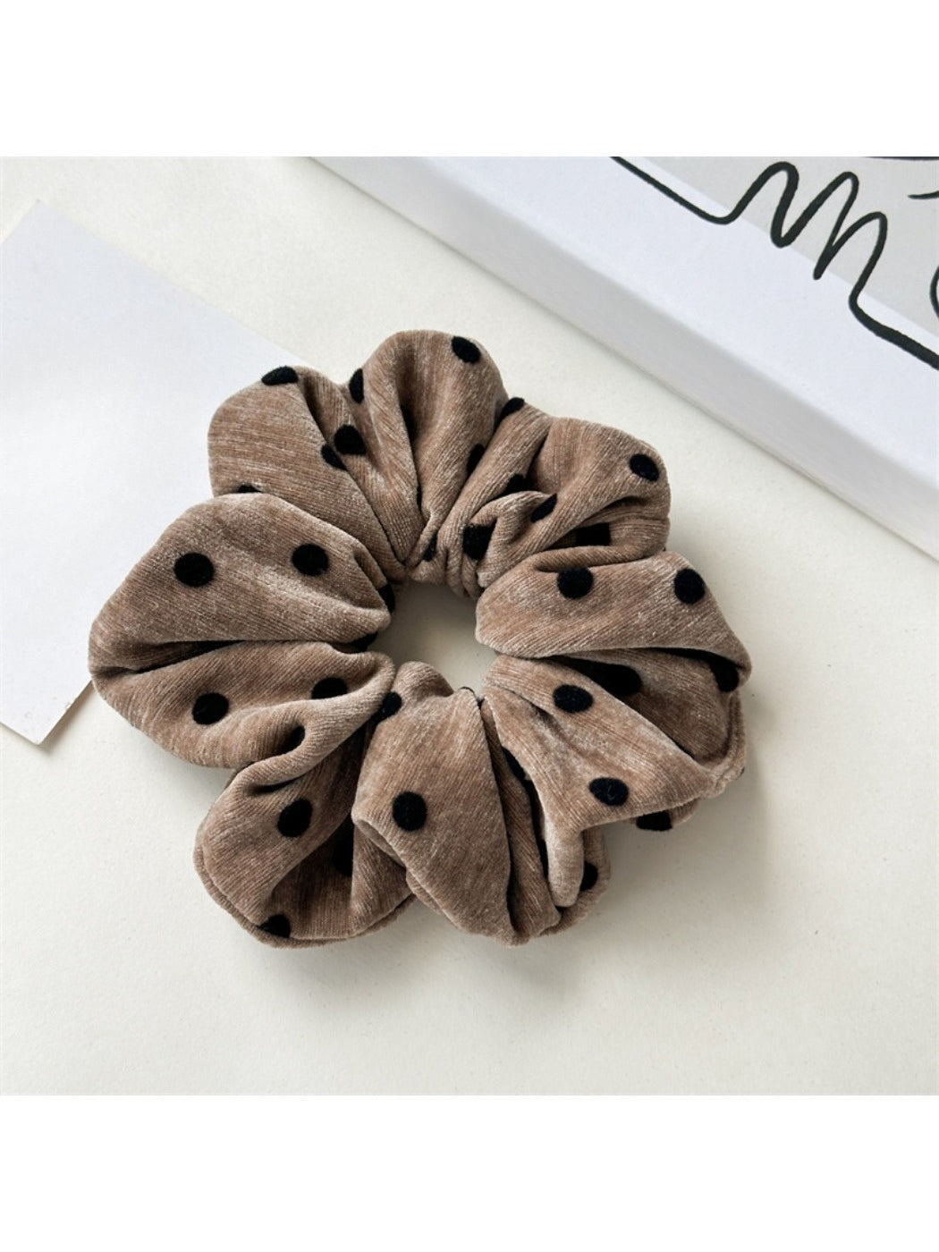 Gifty - Velvet Polka Dot Large Hair Scrunchie