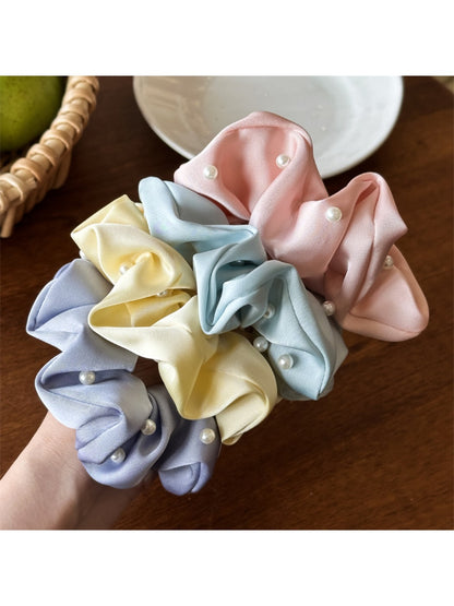 Gifty - Solid Color Satin Fabric Hair Ties