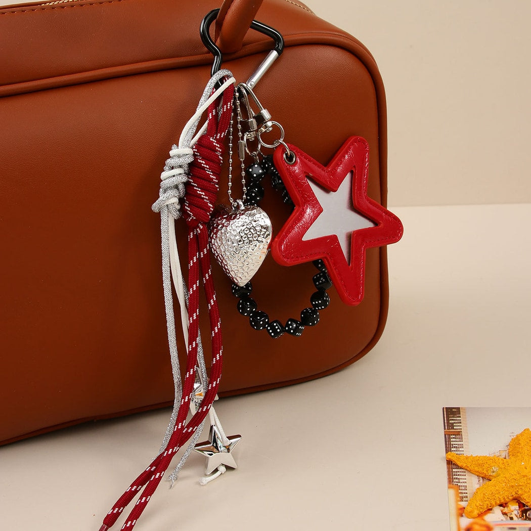 Keypus - Star Mirror PU Bag Charm Keychain