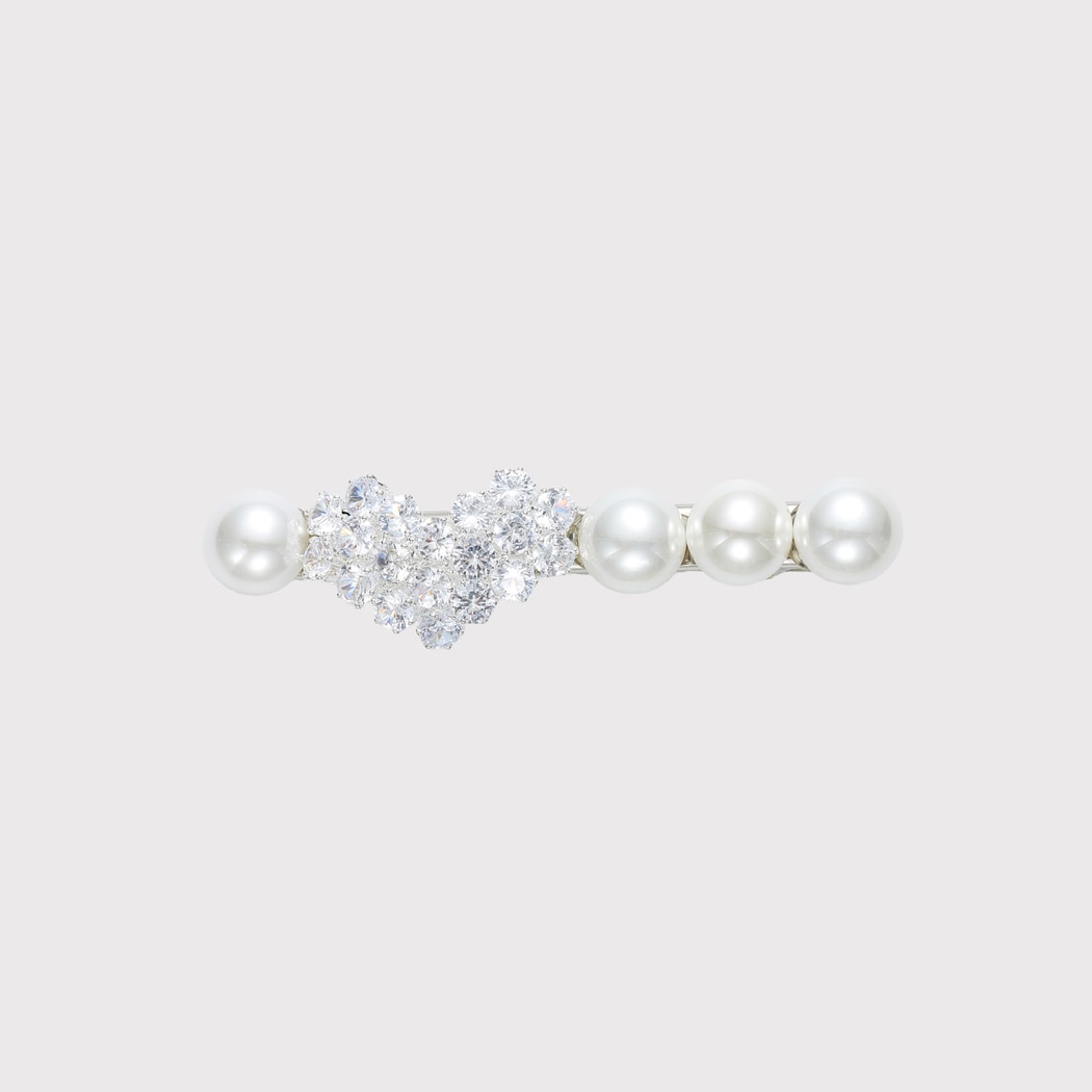 Beau - Sparkly White Heart Accent Hair Clip