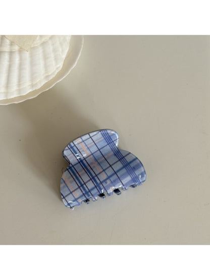 Beau - Blue Plaid Hair Claw Clip