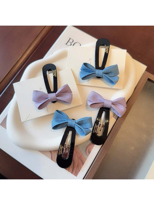 Beau - Simple Bow Side Section Snap Barrette Hair Clip