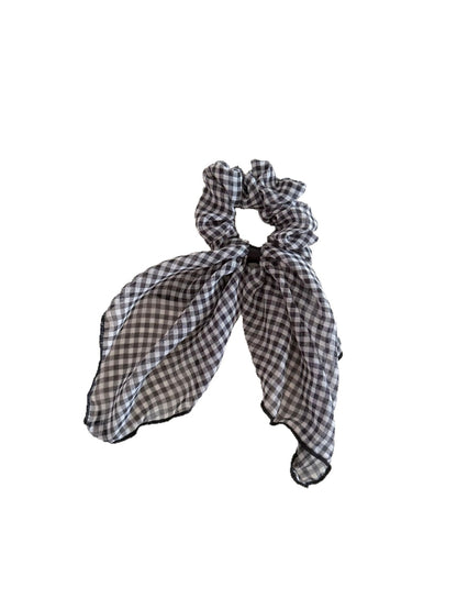 Gifty - Plaid Ribbon Bow Polyester Scrunchie