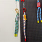 Close-up of the retractable cord mechanism on the colorful keychain