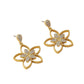 Earedge - Gold Hollow Flower Inlaid Dangle Earrings