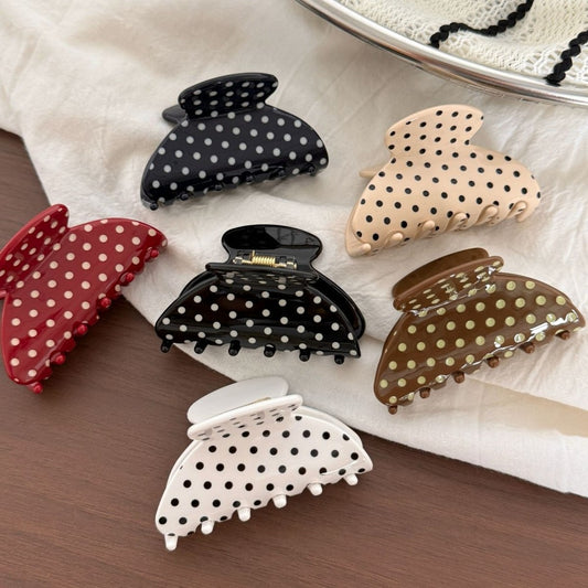 Beau - Polka Dot Fan Shape Acetate Claw Clip