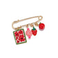 Brovia - Flower and Fruit Charm Safety Pin Brooch