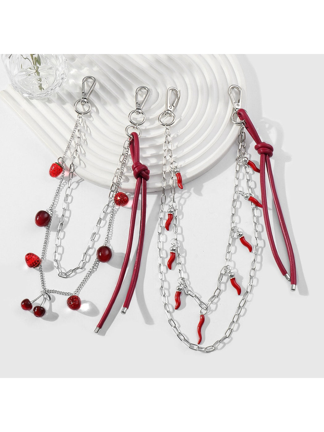Keypus - Y2K Silver Chain Chili Charm Keychain