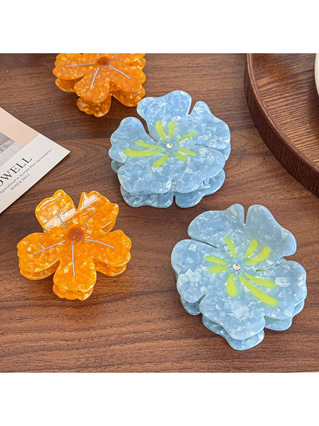 Beau - Large Acetate Flower Hair Clip High Ponytail