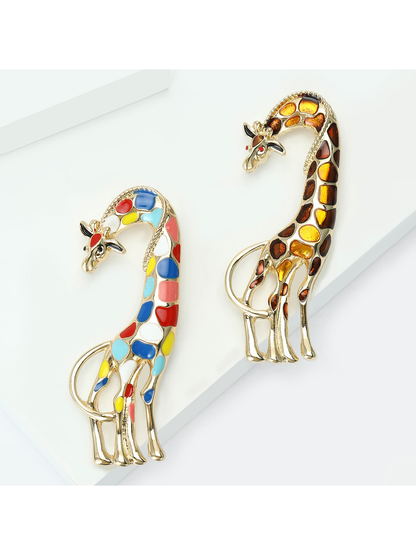 Brovia - Enamel Giraffe Animal Alloy Fashion Brooch