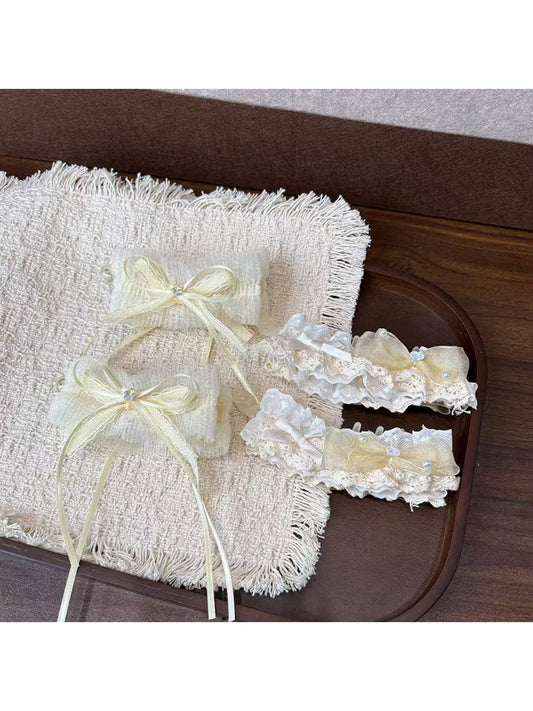 Beau - Cute Yellow Bow Lace Trim Banana Clip