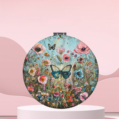 Mirroray - Floral Butterfly Round Folding Pocket Mirror