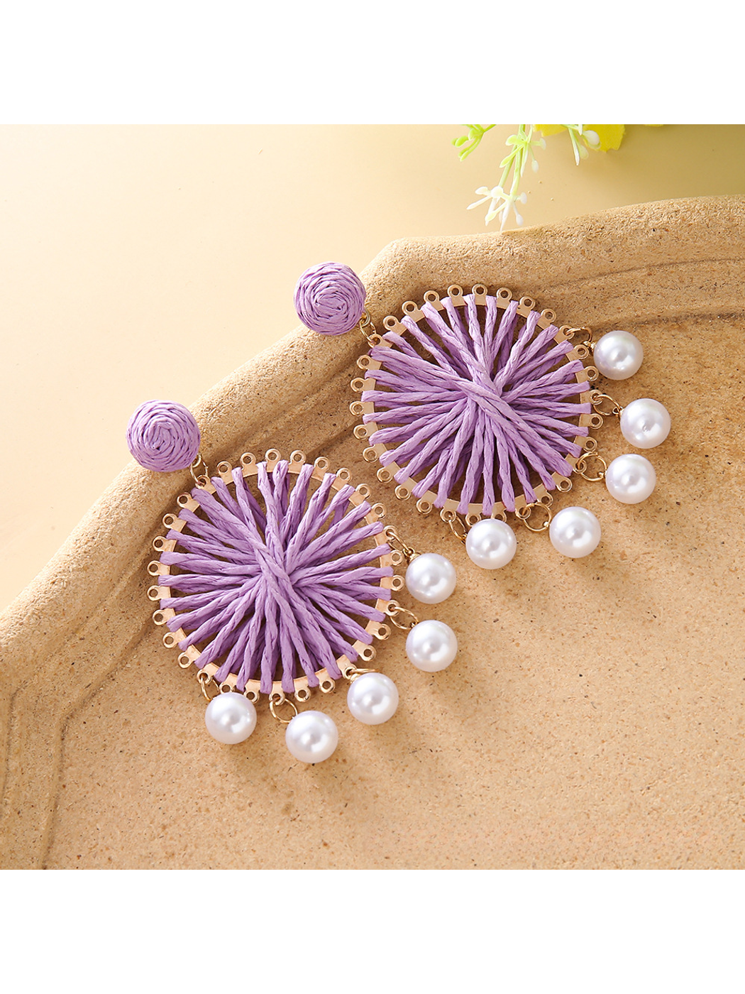 Earedge - Geometric Round Pendant Drop Earrings