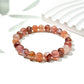 Side view of Lovra colorful crystal beaded bracelet showing bead arrangement and clasp