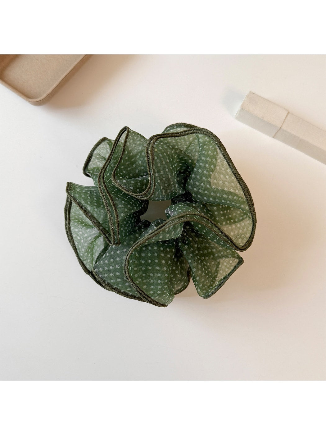 Gifty - Polka Dot Mesh Ruffled High Elasticity Scrunchie