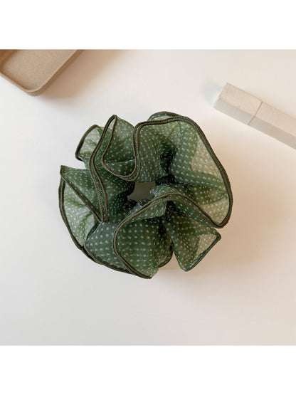 Gifty - Polka Dot Mesh Ruffled High Elasticity Scrunchie