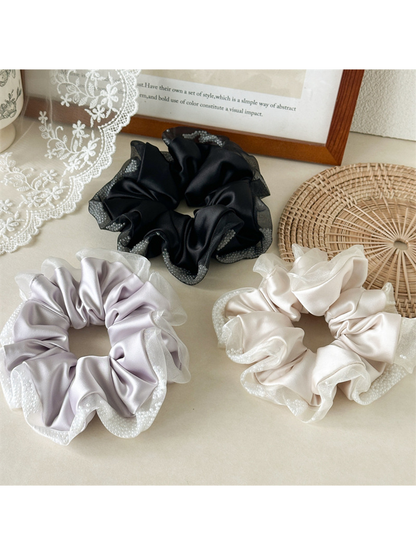 Gifty - Oversized Satin Mesh Edge Hair Scrunchie