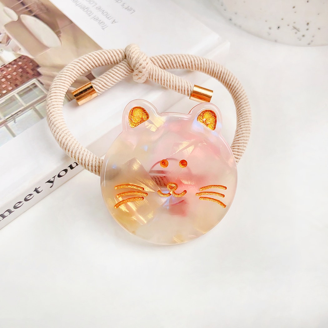Gifty - Round Disc Cat Motif High Elasticity Hair Tie