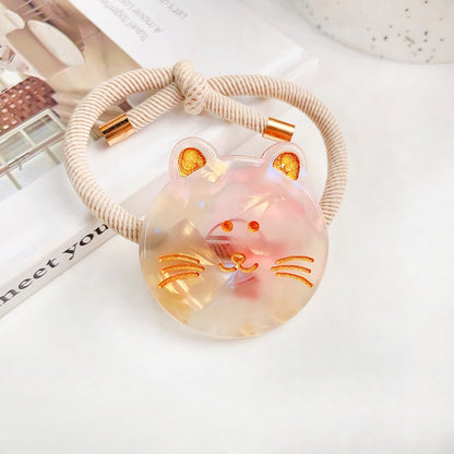 Gifty - Round Disc Cat Motif High Elasticity Hair Tie
