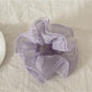 Gifty - Purple Floral Ruffle Trim Fabric Scrunchie