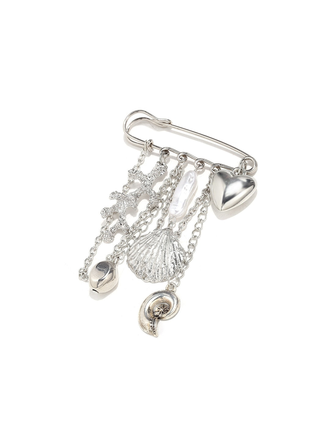 Brovia - Retro Inspired Heart Charm Tassel Brooch