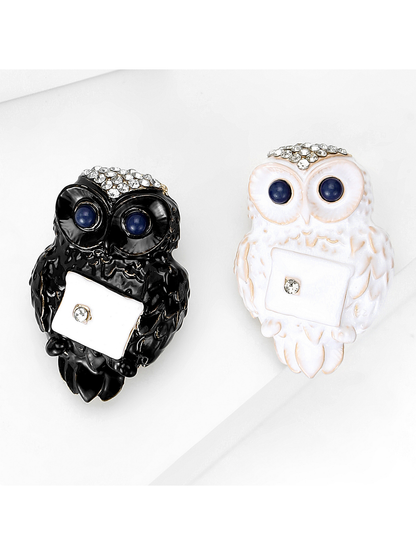 Brovia - Enamel Look Owl Alloy Brooch Accessory