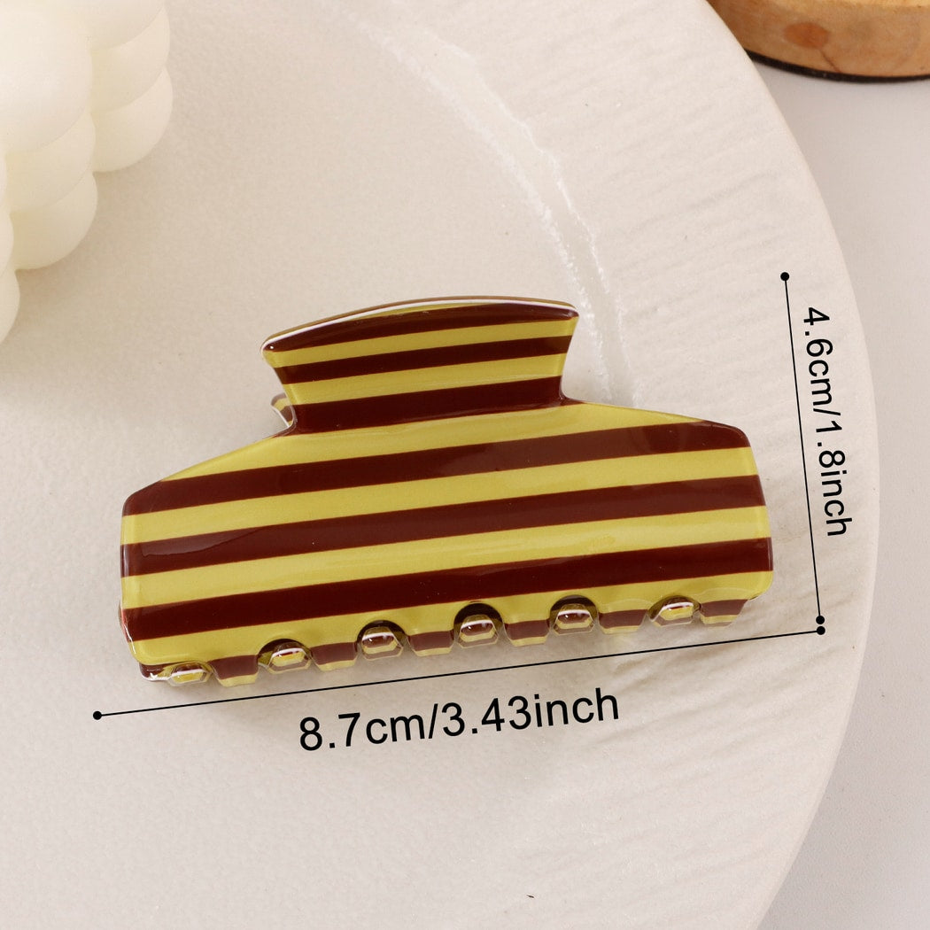 Beau - Striped Geometric Pattern Claw Clip