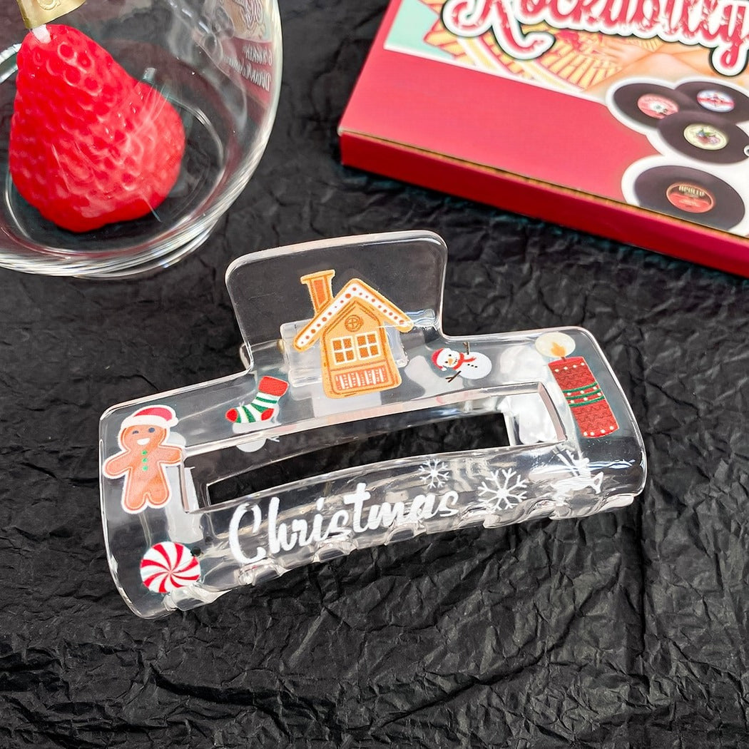 Beau - Christmas Theme Print Openwork Claw Clip