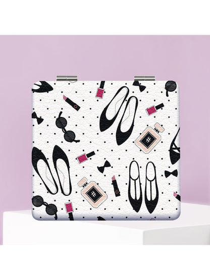 Mirroray - Cartoon Print PU Folding Makeup Mirror