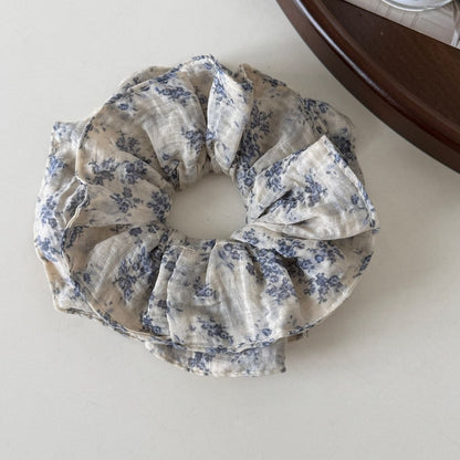 Gifty - Double Layer Floral Print Ruffled Scrunchie