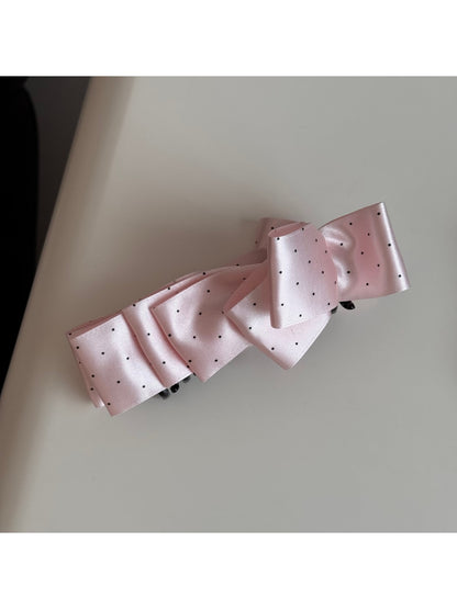 Beau - Polka Dot Satin Bow Detail Banana Clip