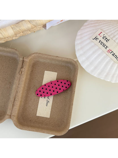Beau - Oval Polka Dot Acetate Fiber Hair Clip