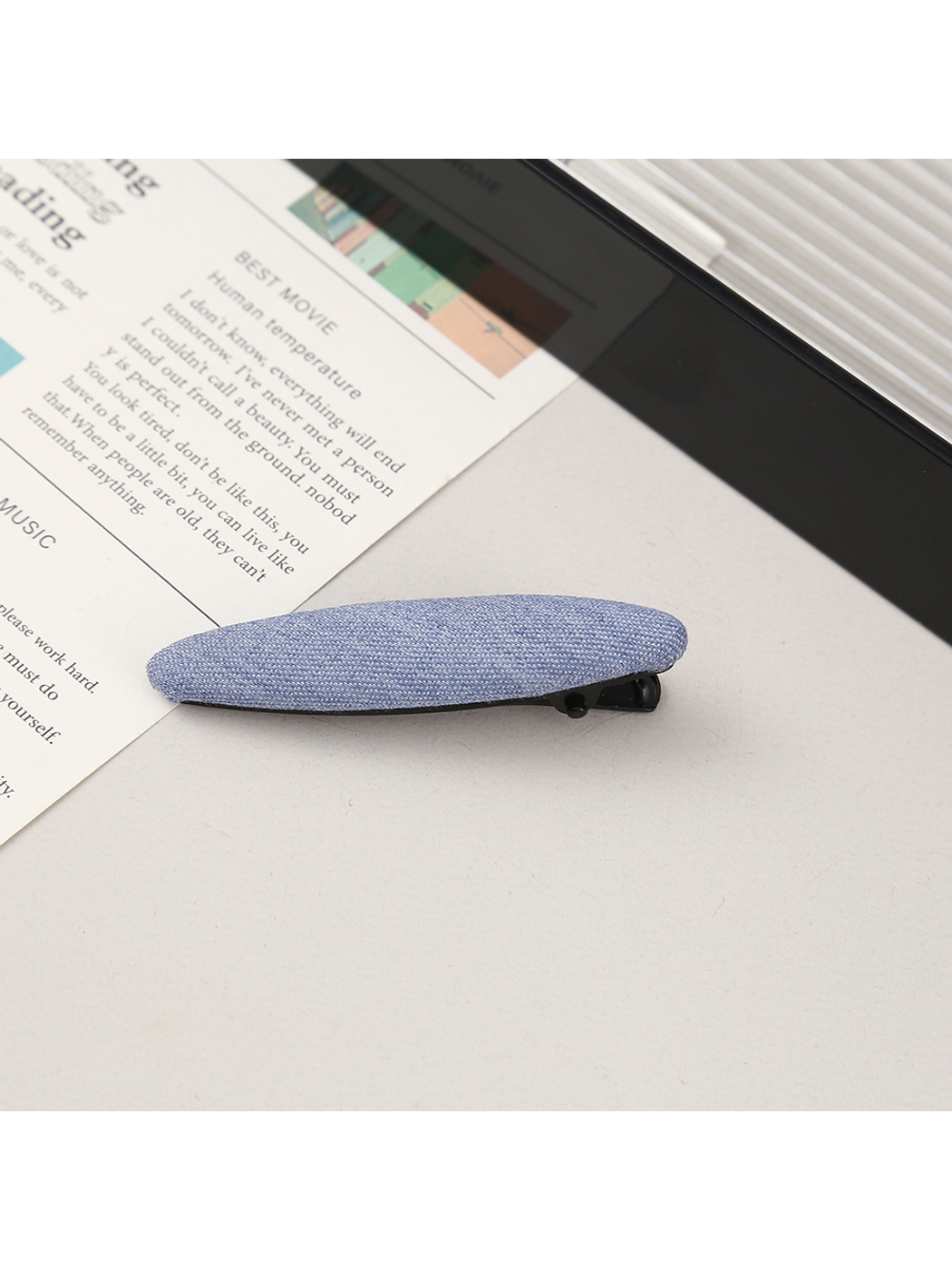 Beau - Solid Color Polyester Oval Hair Clip