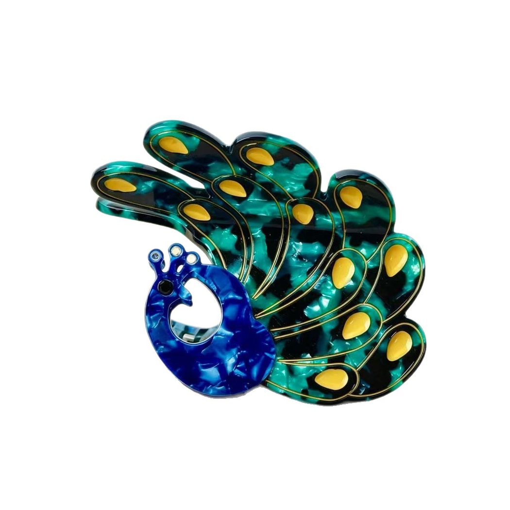 Beau - Decorative Peacock Style Acetate Claw Clip
