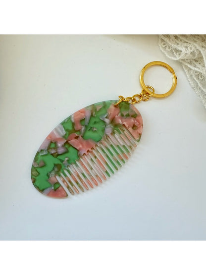 Keypus - Oval Leopard Print Comb Keychain