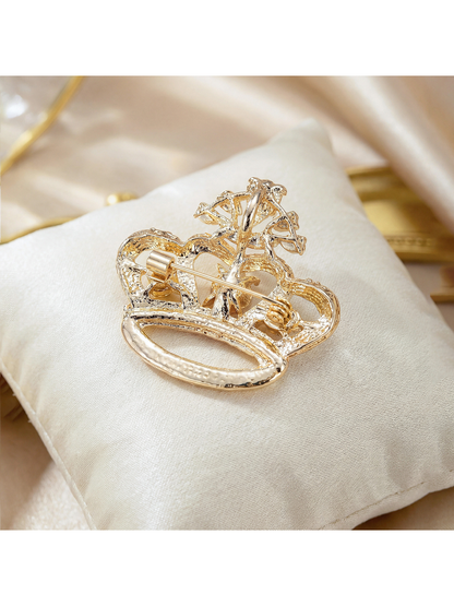 Brovia - Rhinestone Crown Alloy Fashion Brooch