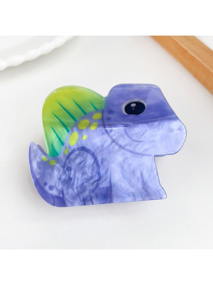 Beau hair claw clip in green with frog cartoon animal design
