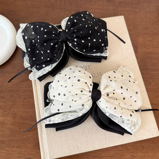 Beau - Mesh Bow Lace Detail Ponytail Claw Clip