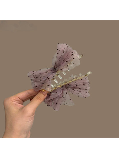 Beau - Sheer Polka Dot Bow Banana Clip