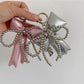 Keypus - Faux Leather Bow Heart Detail Bag Charm Keychain