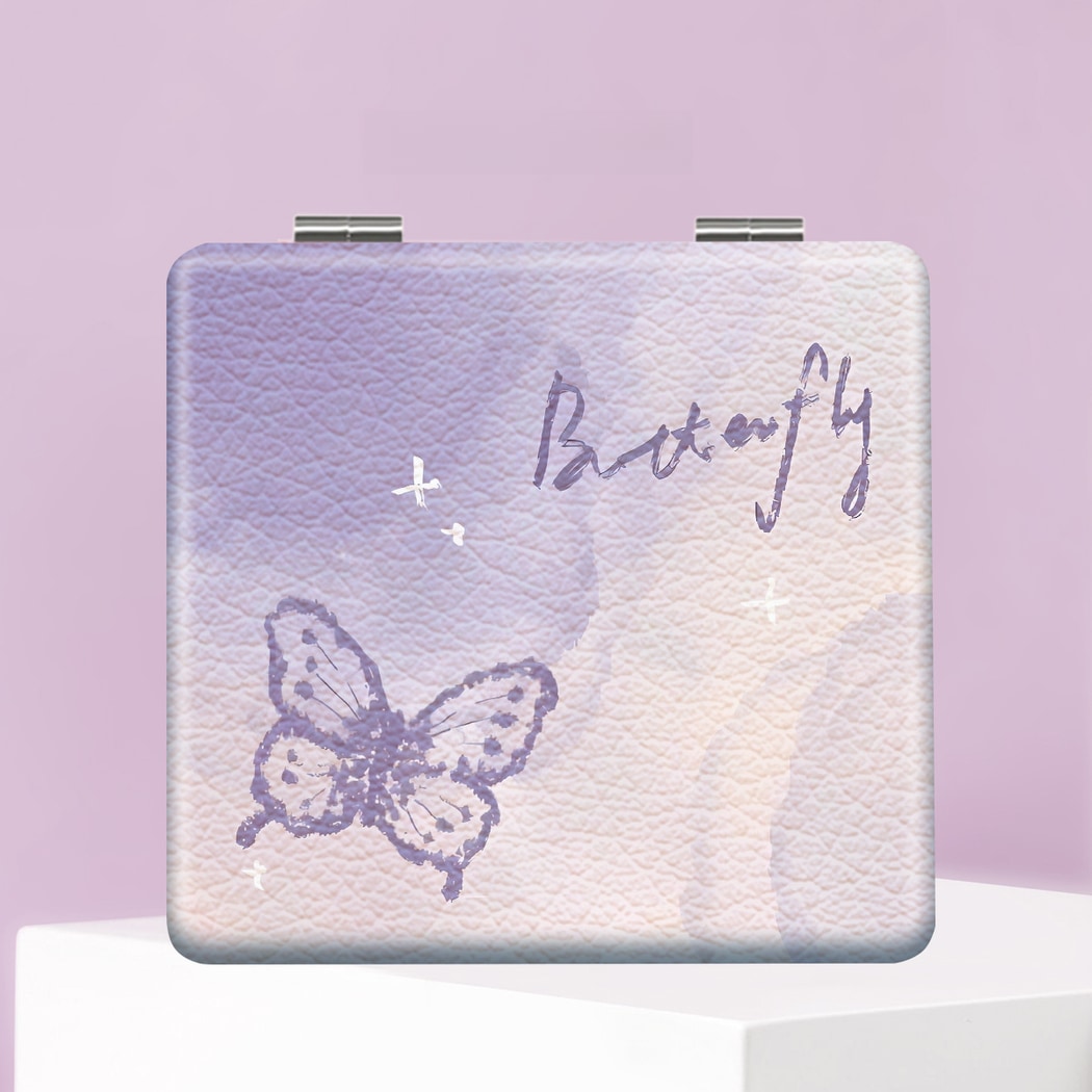 Mirroray - Butterfly Rose Print Folding Compact Mirror