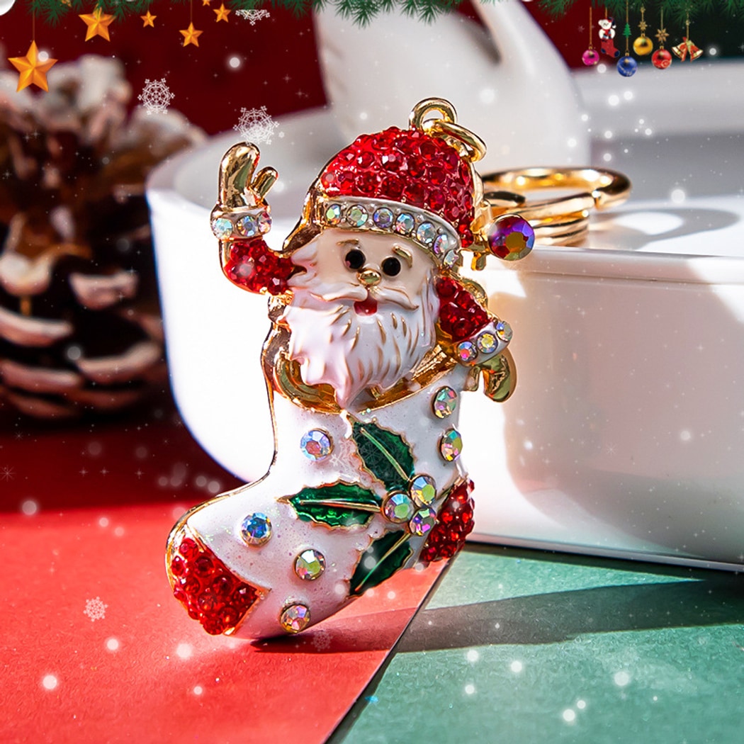 Keypus - Cartoon Santa Claus Stocking Christmas Keychain